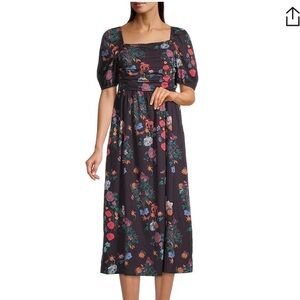 Ro’s Garden Harbin Ruched Floral Midi Dress NWOT